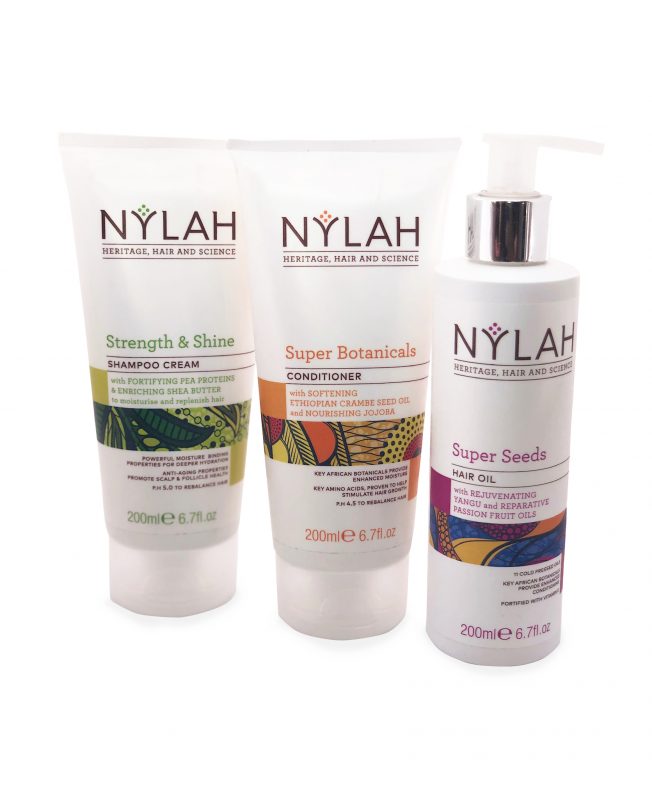 Nylah Naturals Strength and Shine Shampoo Cream, Super Botanical’s Conditioner Wash and Super Seed